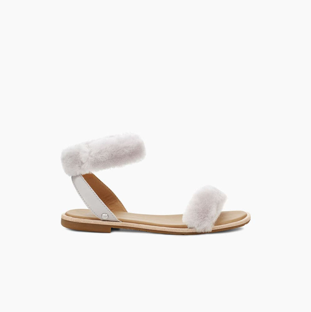 UGG Fluff Springs Patent - Sandaler Dame - Hvite (NO-J902)